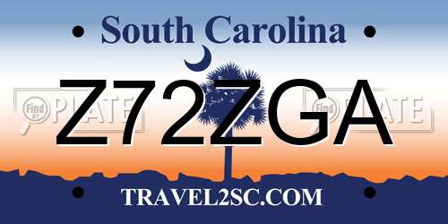 Z72ZGA South Carolina License Plate