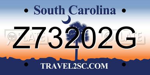 Z73202G South Carolina License Plate