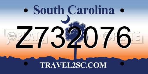 Z732076 South Carolina License Plate