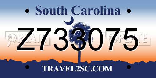 Z733075 South Carolina License Plate