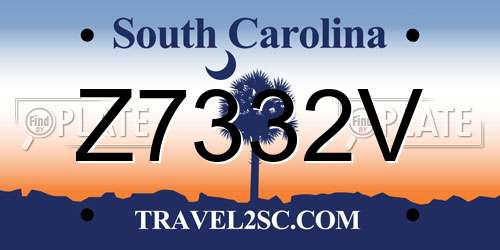 Z7332V South Carolina License Plate