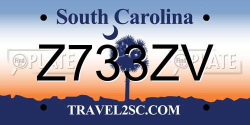 Z733ZV South Carolina License Plate