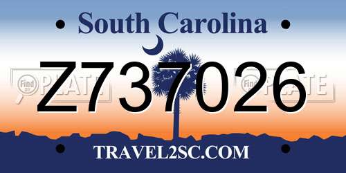Z737026 South Carolina License Plate