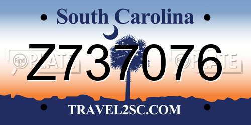 Z737076 South Carolina License Plate