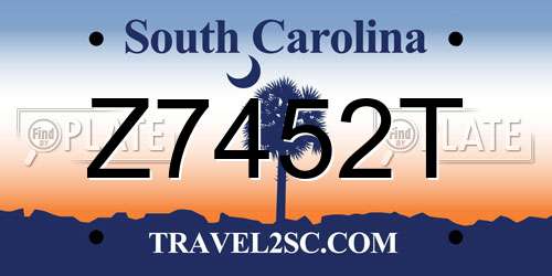 Z7452T South Carolina License Plate