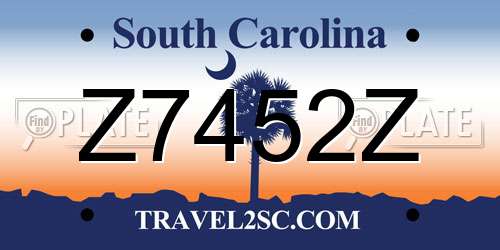 Z7452Z South Carolina License Plate