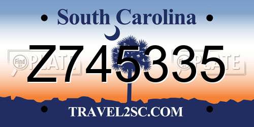 Z745335 South Carolina License Plate