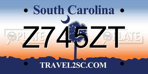 Z745ZT South Carolina License Plate