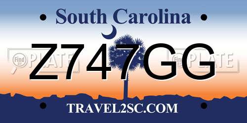 Z747GG South Carolina License Plate
