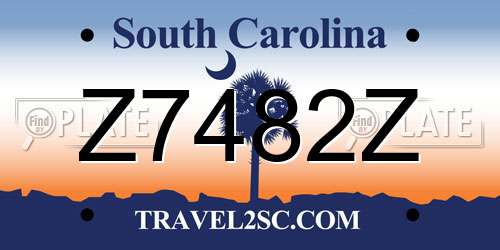 Z7482Z South Carolina License Plate