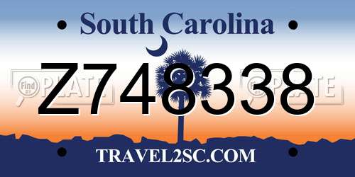 Z748338 South Carolina License Plate