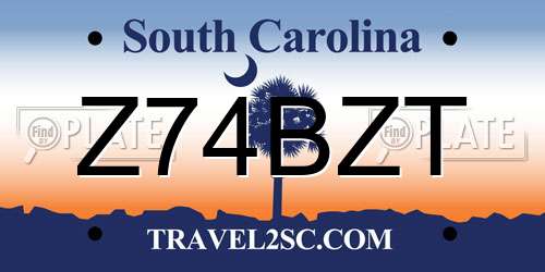 Z74BZT South Carolina License Plate