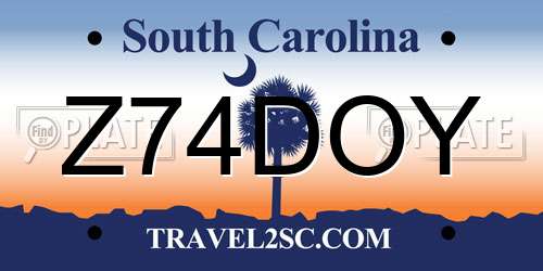 Z74DOY South Carolina License Plate
