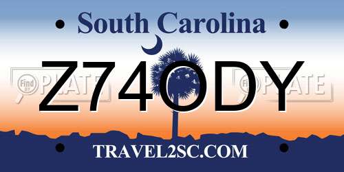 Z74ODY South Carolina License Plate