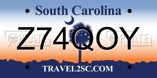 Z74QOY South Carolina License Plate
