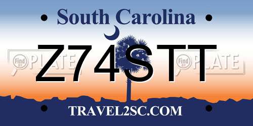Z74STT South Carolina License Plate
