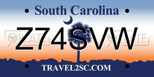 Z74SVW South Carolina License Plate