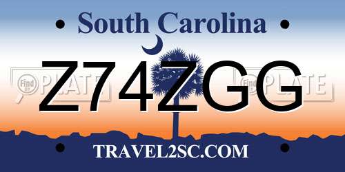 Z74ZGG South Carolina License Plate