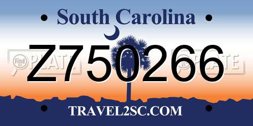 Z750266 South Carolina License Plate