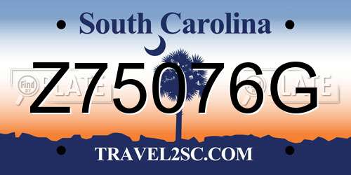 Z75076G South Carolina License Plate
