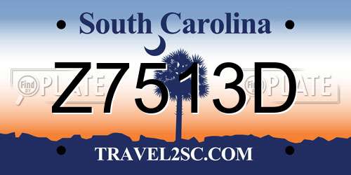 Z7513D South Carolina License Plate