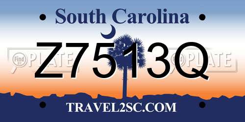 Z7513Q South Carolina License Plate
