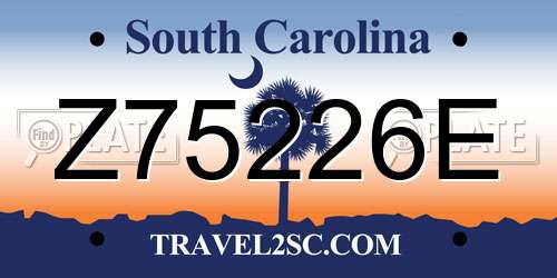 Z75226E South Carolina License Plate