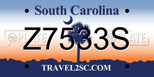 Z7533S South Carolina License Plate