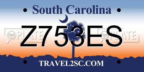 Z753ES South Carolina License Plate