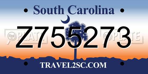 Z755273 South Carolina License Plate