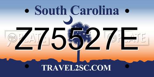 Z75527E South Carolina License Plate