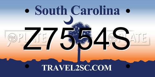 Z7554S South Carolina License Plate
