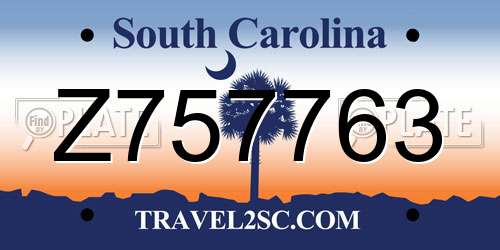 Z757763 South Carolina License Plate