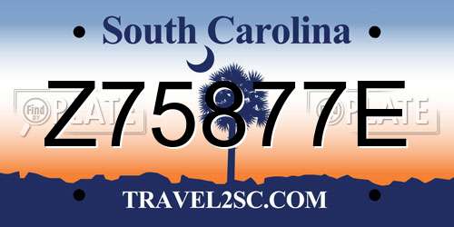 Z75877E South Carolina License Plate