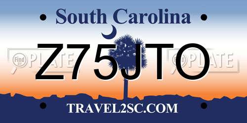 Z75JTO South Carolina License Plate