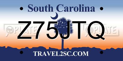 Z75JTQ South Carolina License Plate