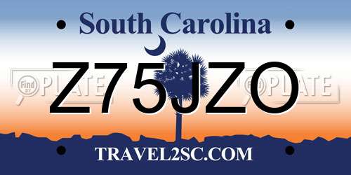 Z75JZO South Carolina License Plate