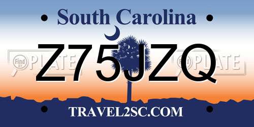 Z75JZQ South Carolina License Plate