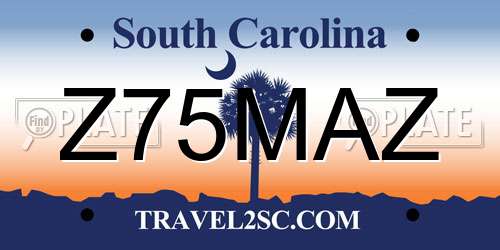 Z75MAZ South Carolina License Plate