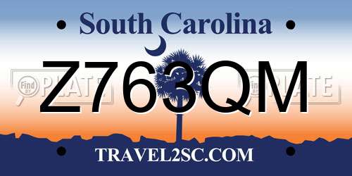 Z763QM South Carolina License Plate
