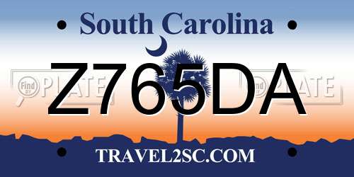 Z765DA South Carolina License Plate