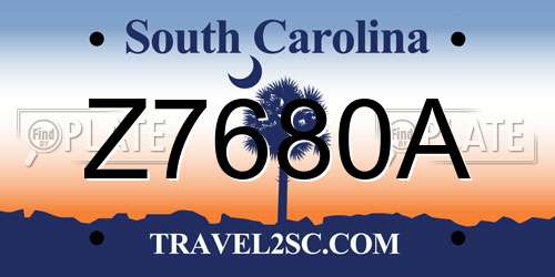 Z7680A South Carolina License Plate