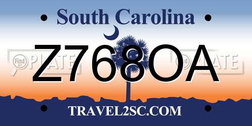 Z768OA South Carolina License Plate