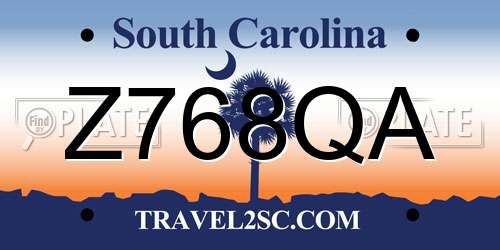 Z768QA South Carolina License Plate