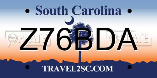 Z76BDA South Carolina License Plate