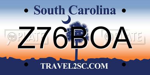 Z76BOA South Carolina License Plate