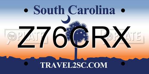 Z76CRX South Carolina License Plate
