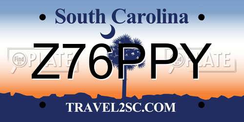 Z76PPY South Carolina License Plate