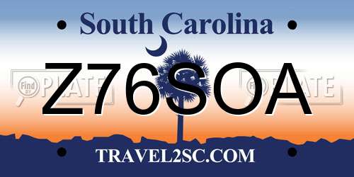 Z76SOA South Carolina License Plate