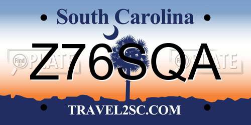 Z76SQA South Carolina License Plate